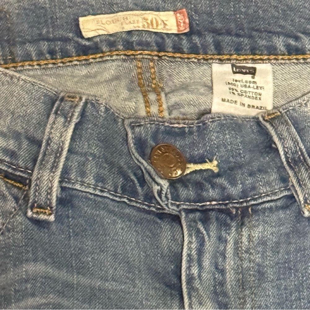 Vtg Levis 504 Slouch Flare Jeans Juniors 7 Blue Y2K Crossover Pocket - Picture 13 of 13